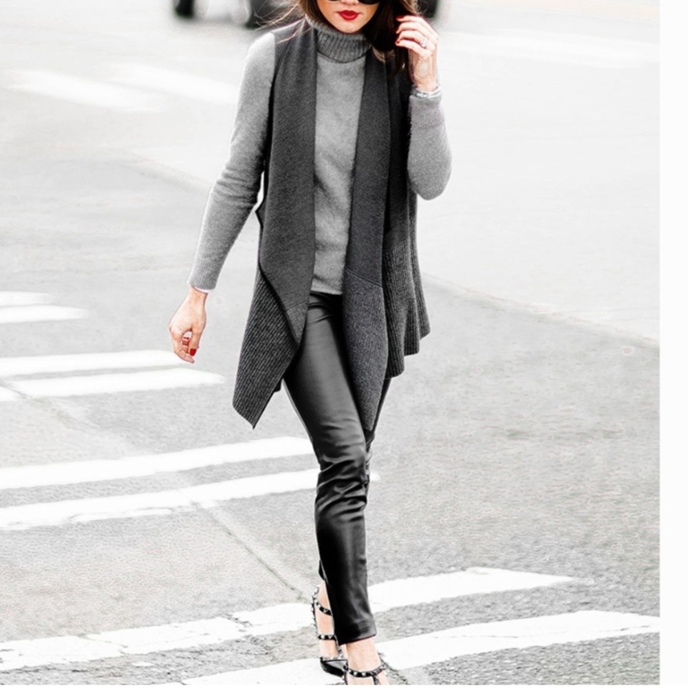 Lafayette 148 New York Ladies Long Line Draped Flyaway Black and White… - Picture 2 of 15